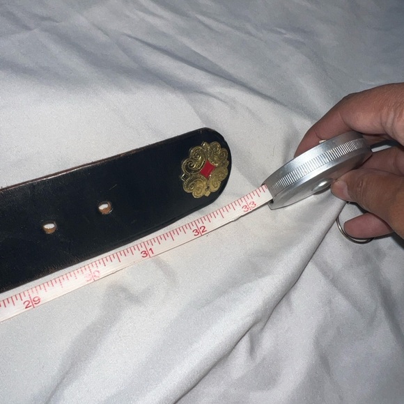 VINTAGE ETRO COW AND SUN LEATHER BLACK BELT 1970'S - Picture 4 of 4